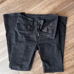 Kick Flare Split Hem Black Jeans